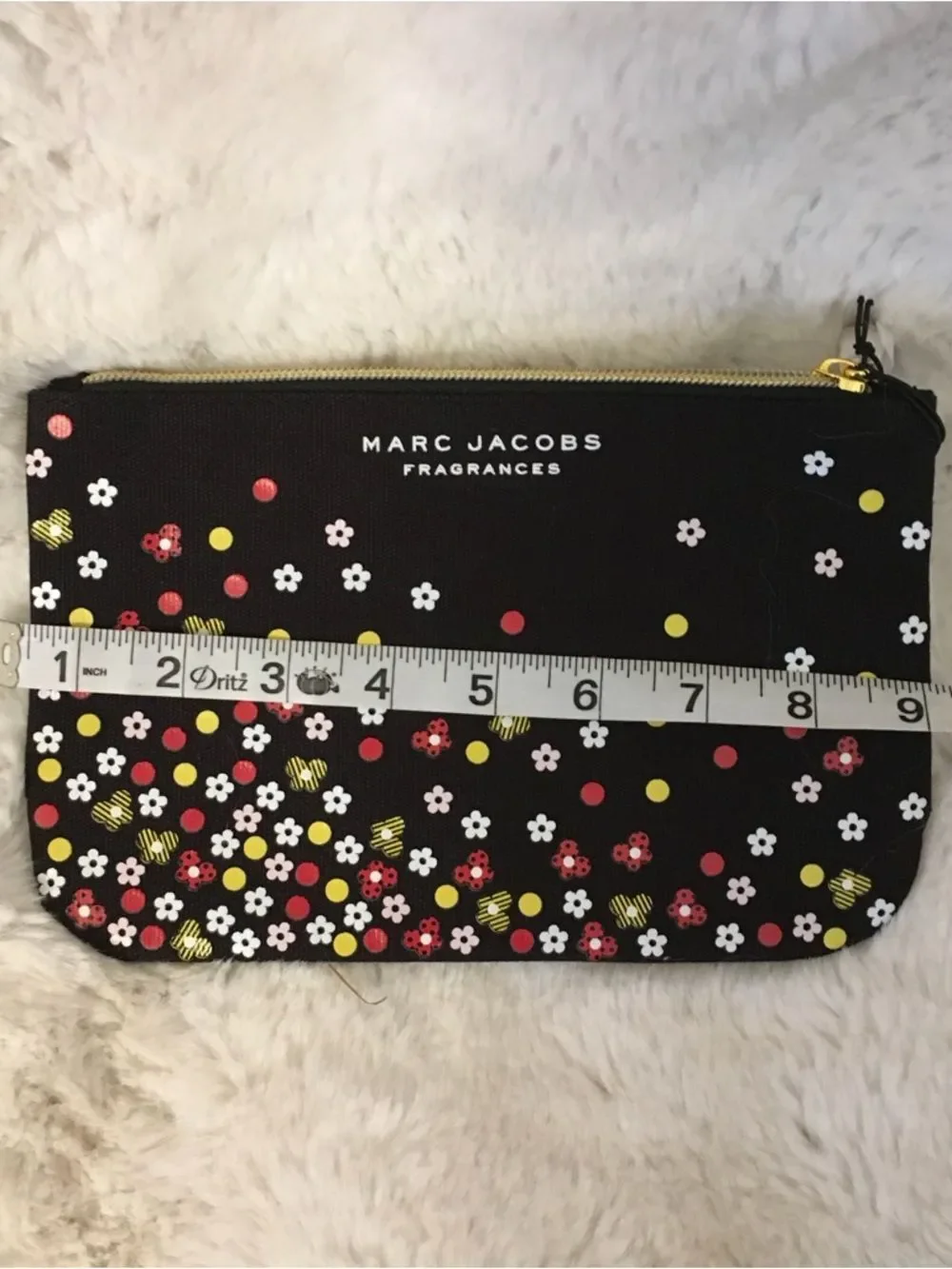 NEW Marc Jacobs Fragrances Black Multicolor Floral Makeup Cosmetics Bag,